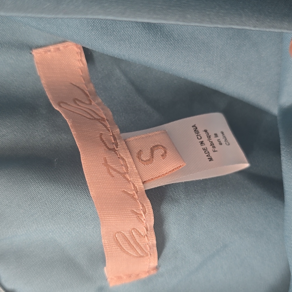 Hutch Asymmetrical Teal Dress with Feather Trim - Picture 9 of 11